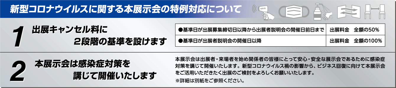 新型コロナウイルスに関する本展示会の特例対応について